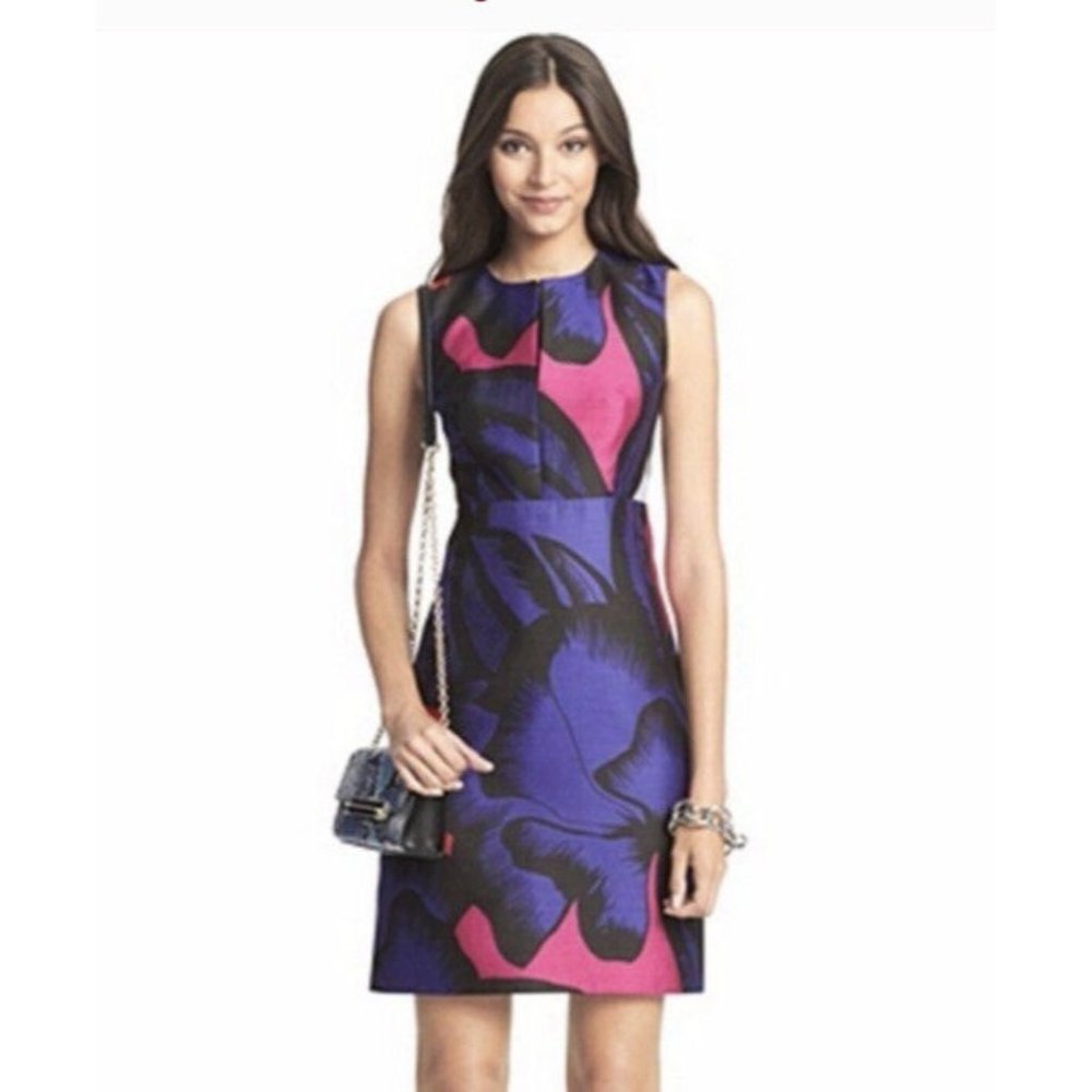 Diane Von Furstenberg Yvette Sheath Dress Floral Sateen Silk Blend Women’s 10